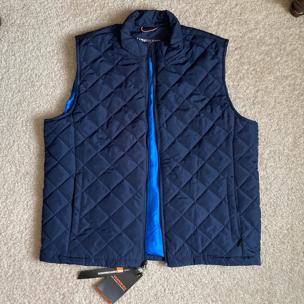 NWT Hawke & Co Navy Blue Insulated Wind Water Resistant Vest Activewear Camping